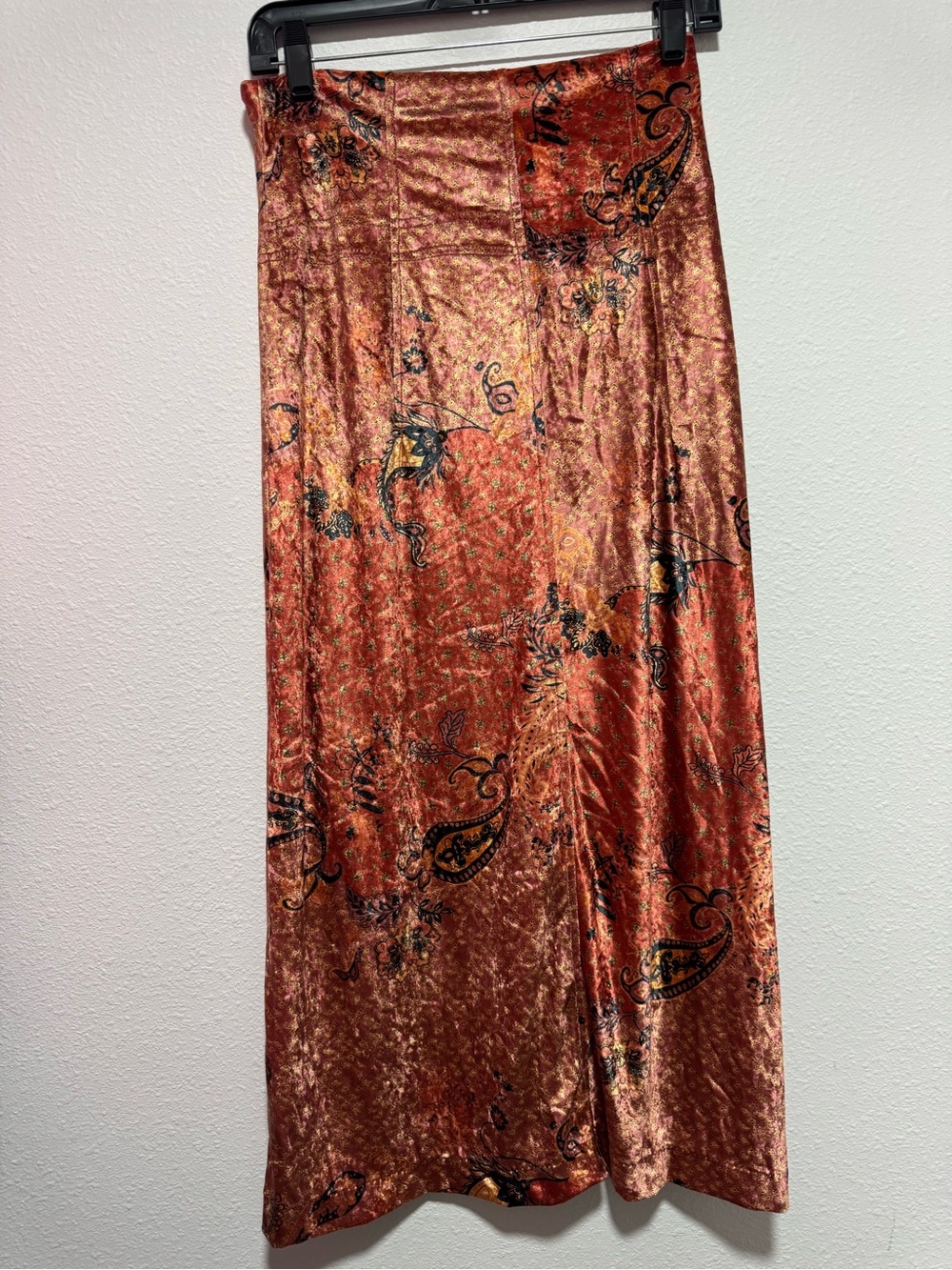 Free People Romano Velvet Midi Skirt Medium Cowboy Chic Boho - Picture 5 of 7